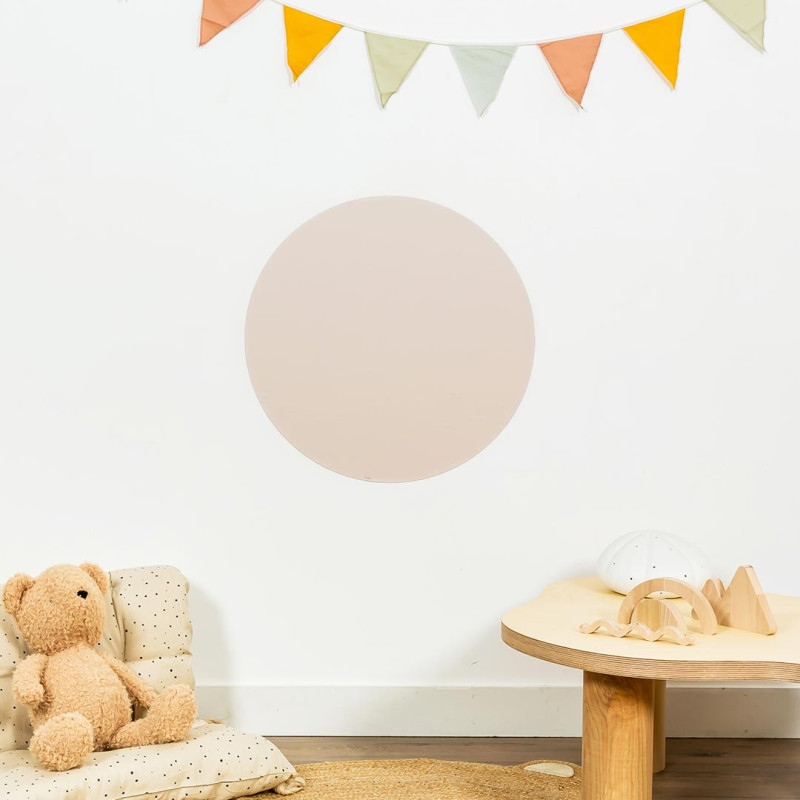 Lavagna magnetica rotonda rosa e beige per la cameretta dei bambini - Ferflex
