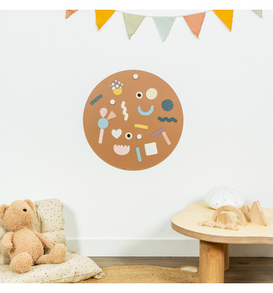 Lavagna magnetica rotonda in caramello e gioco magnetico per la cameretta dei bambini - Ferflex